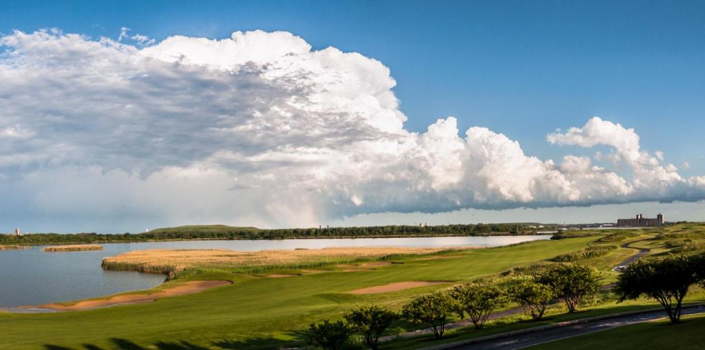 fairway next to lake