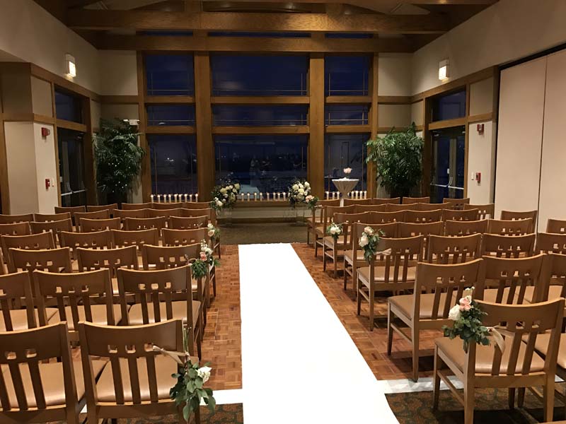 event room ready for wedding ceremony